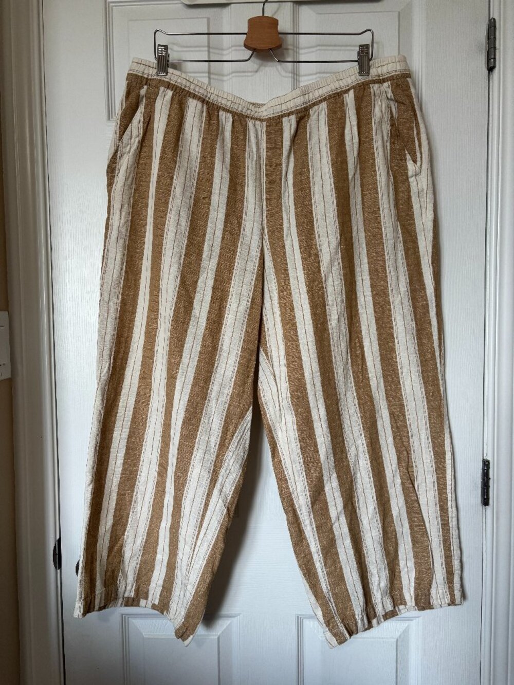 Old Navy // High-Waisted Striped Linen-Blend Wide-Leg Pants (Size XL)